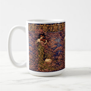 Caneca De Café Violinista Art Nouveau em Flores – Floral Vintage