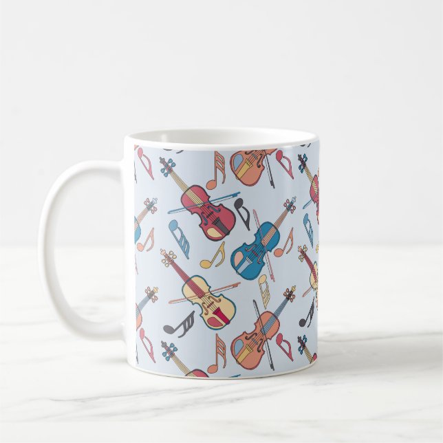 Caneca De Café Violino e notas musicais (Esquerda)