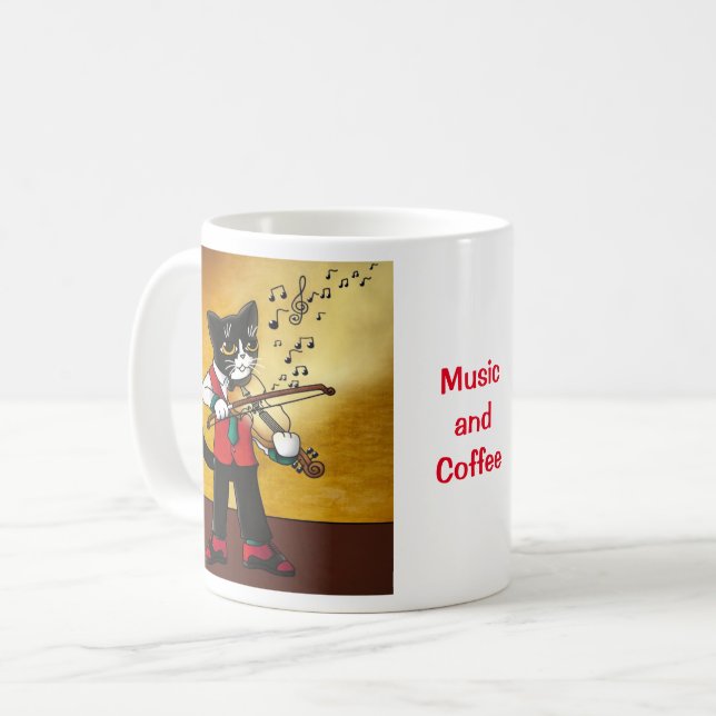 Caneca De Café Violino Music Cat (Frente Esquerda)
