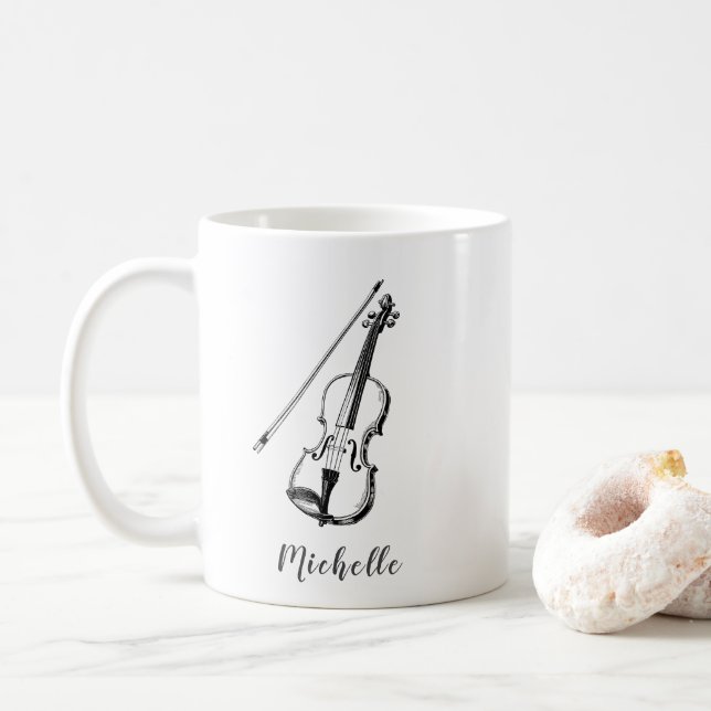 Caneca De Café Violino musical vintage personalizado (Com Donut)
