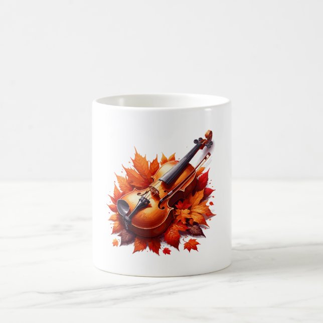 Caneca De Café Violino na cama das folhas (Centro)