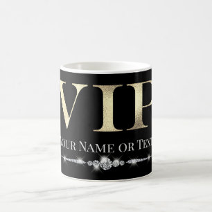 Caneca De Café VIP Dourado brilhante em preto