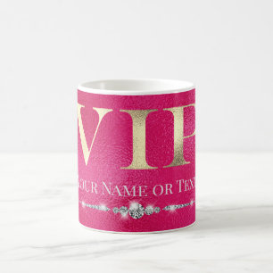 Caneca De Café VIP Dourado brilhante em rosa quente