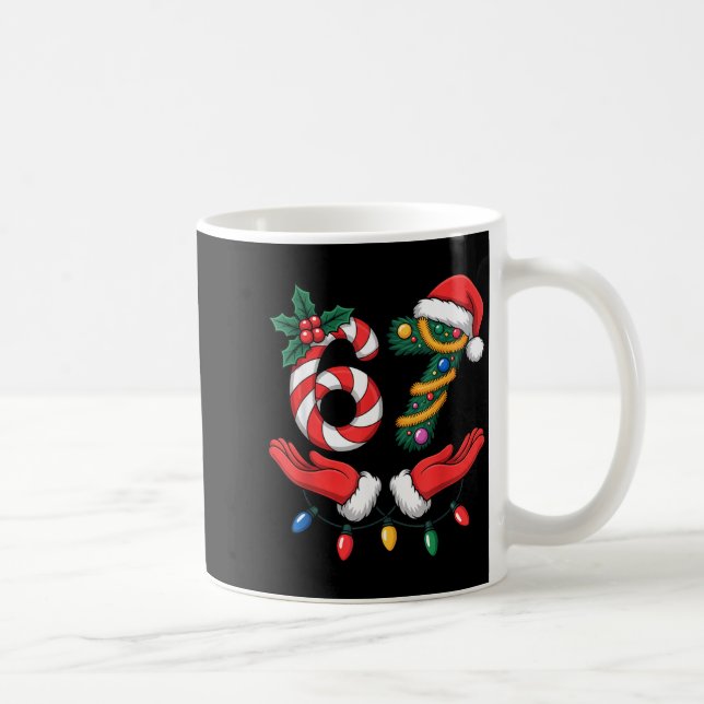 Caneca De Café Viral 67 Gestos com as Mãos Bengalas de Natal Fest (Direita)