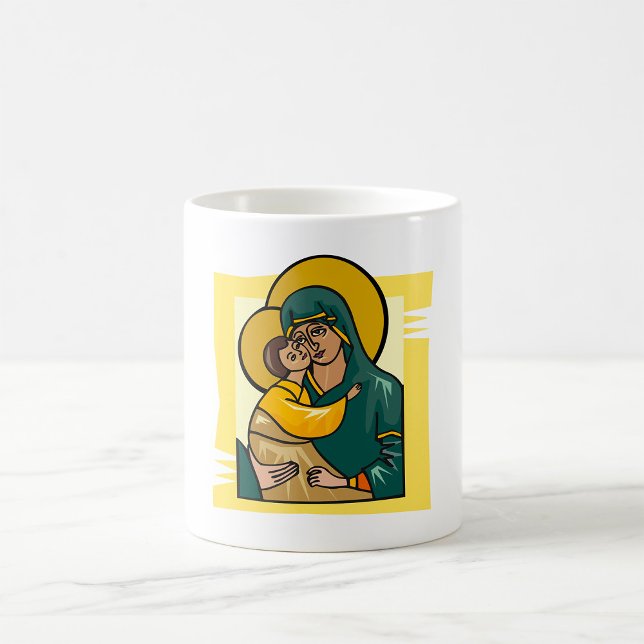Caneca De Café Virgem Bizantina Moderna Mary e Religião Infantil (Criador carregado)