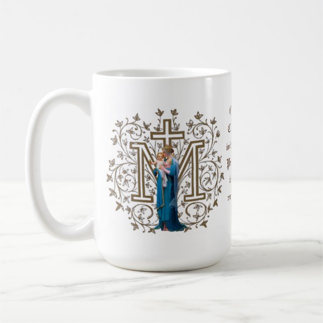 Caneca De Café Virgem Católica Maria Cruza Jesus Orando Religião (Esquerda)