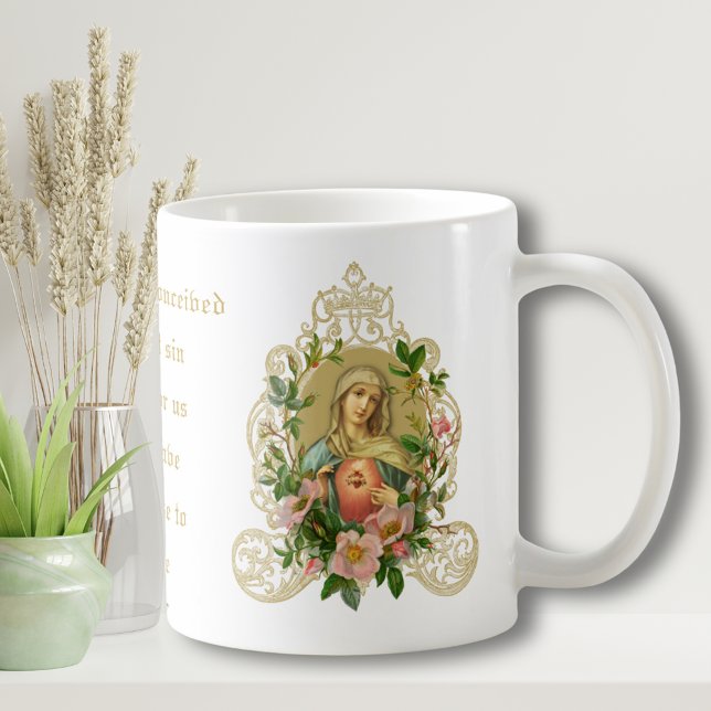 Caneca De Café Virgem Católica Mary Jesus Oração Religiosa Dois-P (Criador carregado)