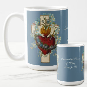 Caneca De Café Virgem Cruzada Maria Imaculada Coração Religiosa