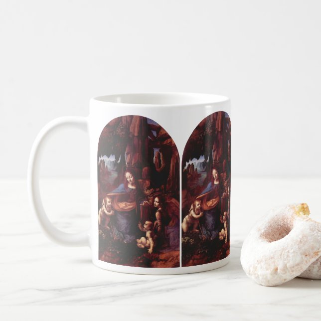 Caneca De Café Virgem das Rochas de Leonardo da Vinci (Com Donut)