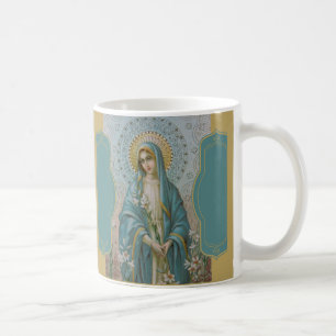 Caneca De Café VIRGEM MARIA da avenida MARIA com LÍRIOS