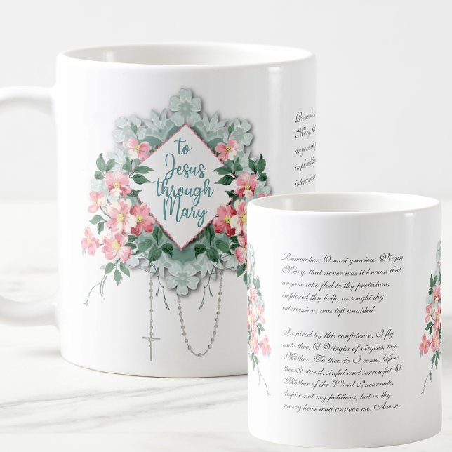 Caneca De Café Virgem Maria Jesus Memória Católica Rosária (Criador carregado)