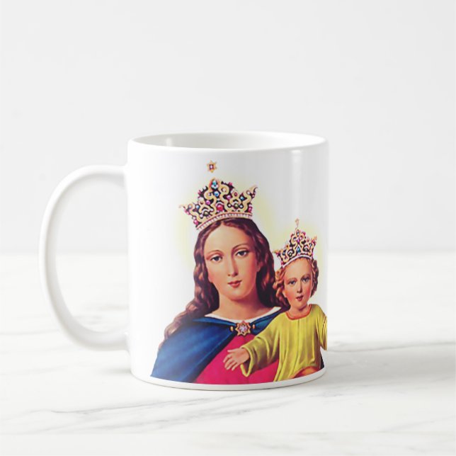 Caneca De Café Virgem Maria rainha com Jesus (Esquerda)