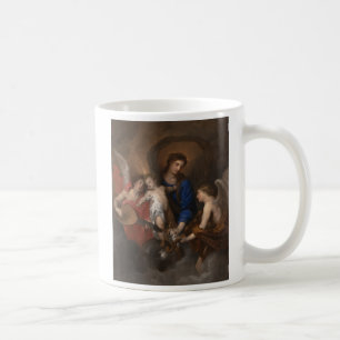 Caneca De Café Virgin e criança com anjos do fazer da música