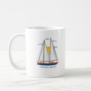 Caneca De Café Virgínia Beach Coastal Sailor Náutico