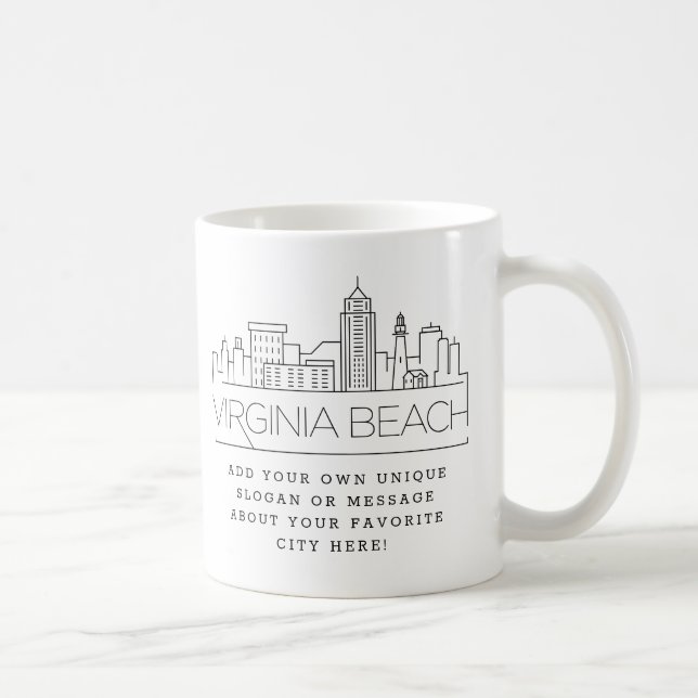 Caneca De Café Virginia Beach Stylized Skyline | Slogan Personali (Direita)