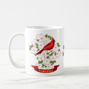 Caneca De Café Virginia State Cardinal Bird e Dogwood Flower