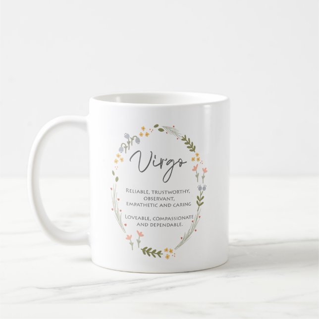 Caneca De Café Virgo Gift Setembro Aniversário Personalizado (Esquerda)