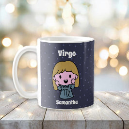 Caneca De Café Virgo Ilustrado Bastante Zodíaco Personalizado