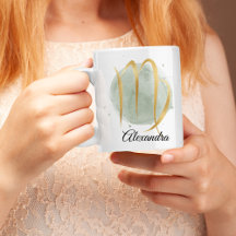 Virgo Personalizável Aquarela Zodiac Design Café