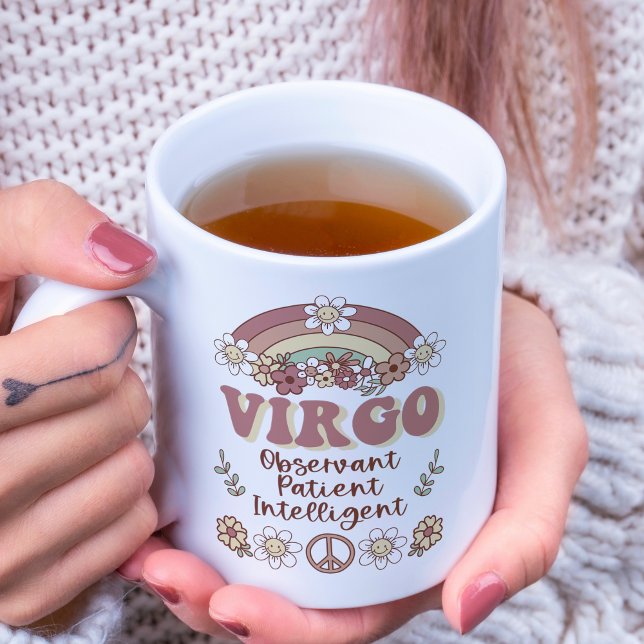 Caneca De Café Virgo Zodiac Groovy Retro Arco Frio (Criador carregado)