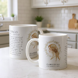 Caneca De Café Virgo Zodiac Sign Horoscope Personalized Gift