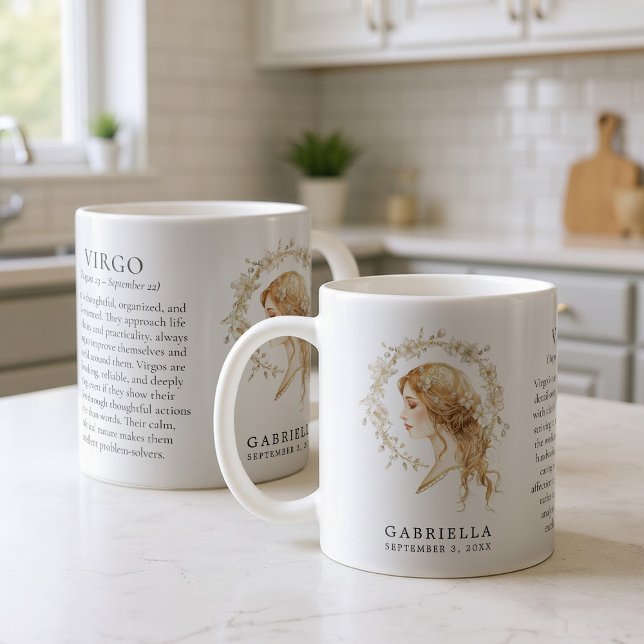 Caneca De Café Virgo Zodiac Sign Horoscope Personalized Gift (Criador carregado)