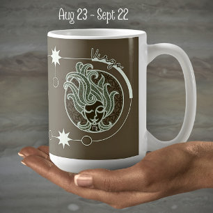 Caneca De Café Virgo Zodiac - Sinal Astrologia Mandala Brown Verd