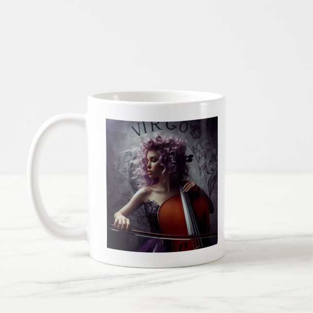Caneca De Café Virgo Zodiat Músico Cello (Esquerda)