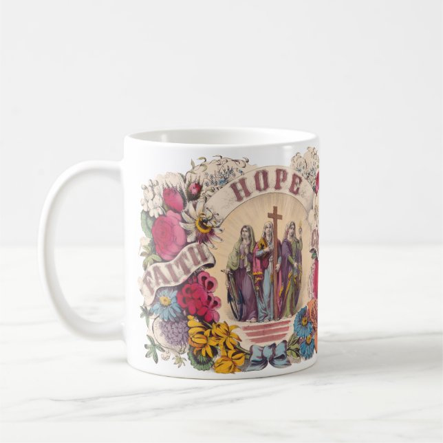 Caneca De Café Virtudes teológicas Fé, Esperança e Caridade (Esquerda)