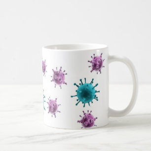 Caneca de café - vírus da gripe (roxo/azul no