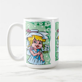 Caneca De Café Vírus Floral com flores brancas