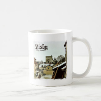 Caneca De Café Visby, Gotland, telhados da suecia com beira clara
