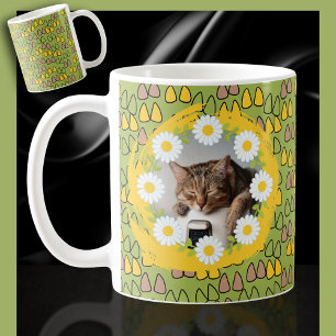 Caneca De Café Visitas e Orelos de Gato num Gato de Café Verde