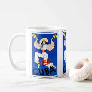 Caneca De Café Visite Havana, Cuba, Cartaz de Viagem Vintage Mara