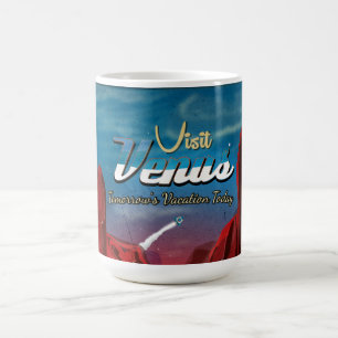 Caneca De Café Visite o Cartaz Vintage de Vênus