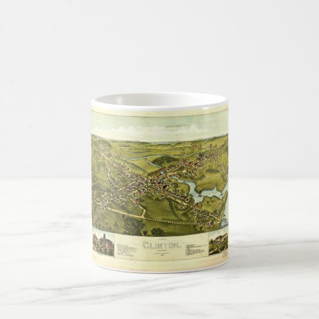 Caneca De Café Vista aérea de Clinton, Connecticut (1881) (Centro)