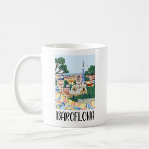Caneca De Café Vista Colorida da Cidade da Espanha de Barcelona