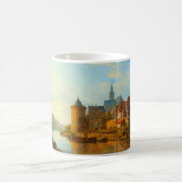 Caneca De Café Vista de uma cidade neerlandesa ao longo do rio Re