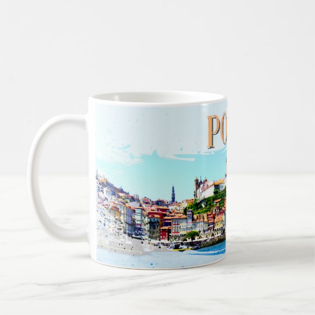 Caneca De Café Vista del rio Douro porto portugal (Esquerda)