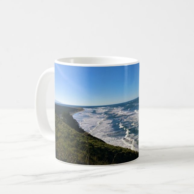 Caneca De Café Vista do Farol de Cabeça Norte, Washington (Frente Esquerda)
