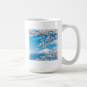 Caneca De Café Vista do Monte Fuji com os Blossomas de Cereja