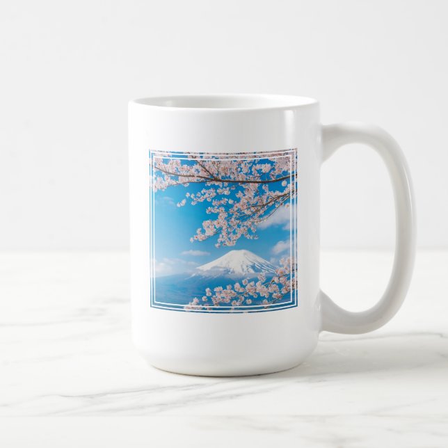 Caneca De Café Vista do Monte Fuji com os Blossomas de Cereja (Direita)