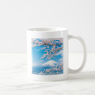 Caneca De Café Vista do Monte Fuji com os Blossomas de Cereja