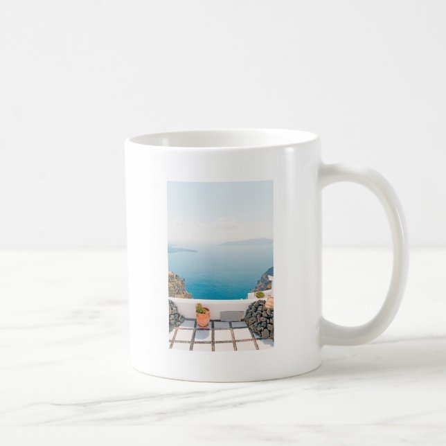 Caneca De Café Vista na ilha de Santorini (Direita)