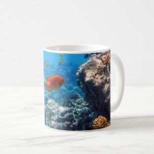 Caneca De Café Vista submarina do recife de coral, Águas tropica