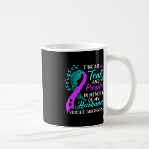 Caneca De Café Vista Teal Purple em memória do meu marido Suicídi