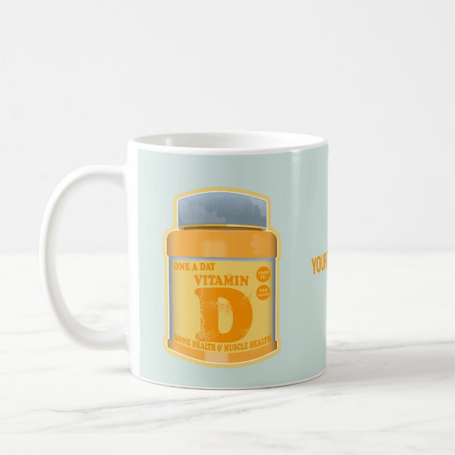 Caneca De Café Vitamina D cápsulas saúde e bem-estar (Esquerda)