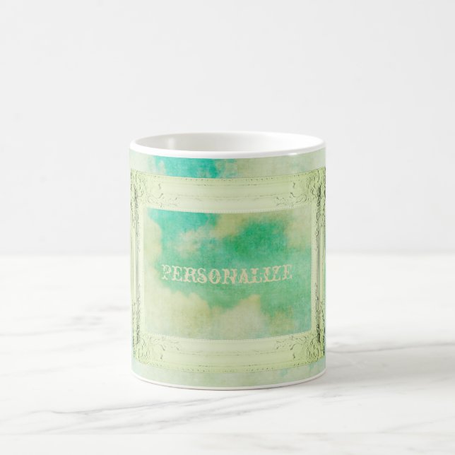 Caneca De Café Vítimo quadro céu com nuvem pintando elegante teal (Centro)