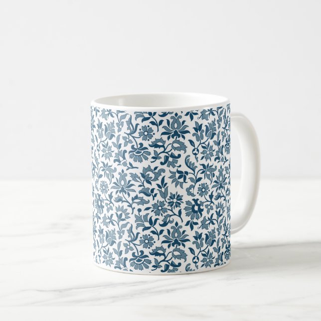 Caneca De Café Vitoriano Calico 2, Blue Coffee Mug (Frente Esquerda)