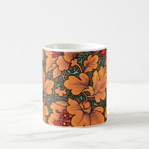 Caneca De Café Vitoriano Floral e Padrões Naturais Folhetos